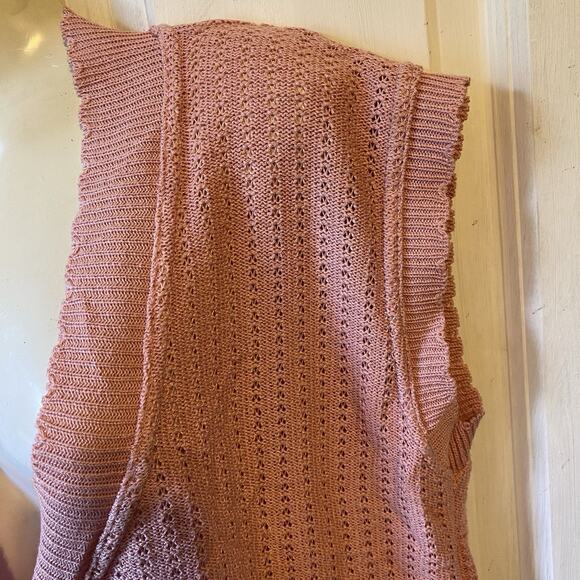 VTG PatrizioAnna Italy Made Cardigan Sweater Vest Knit Granny Cottagecore L Pink - Picture 5 of 8